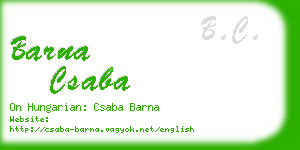 barna csaba business card